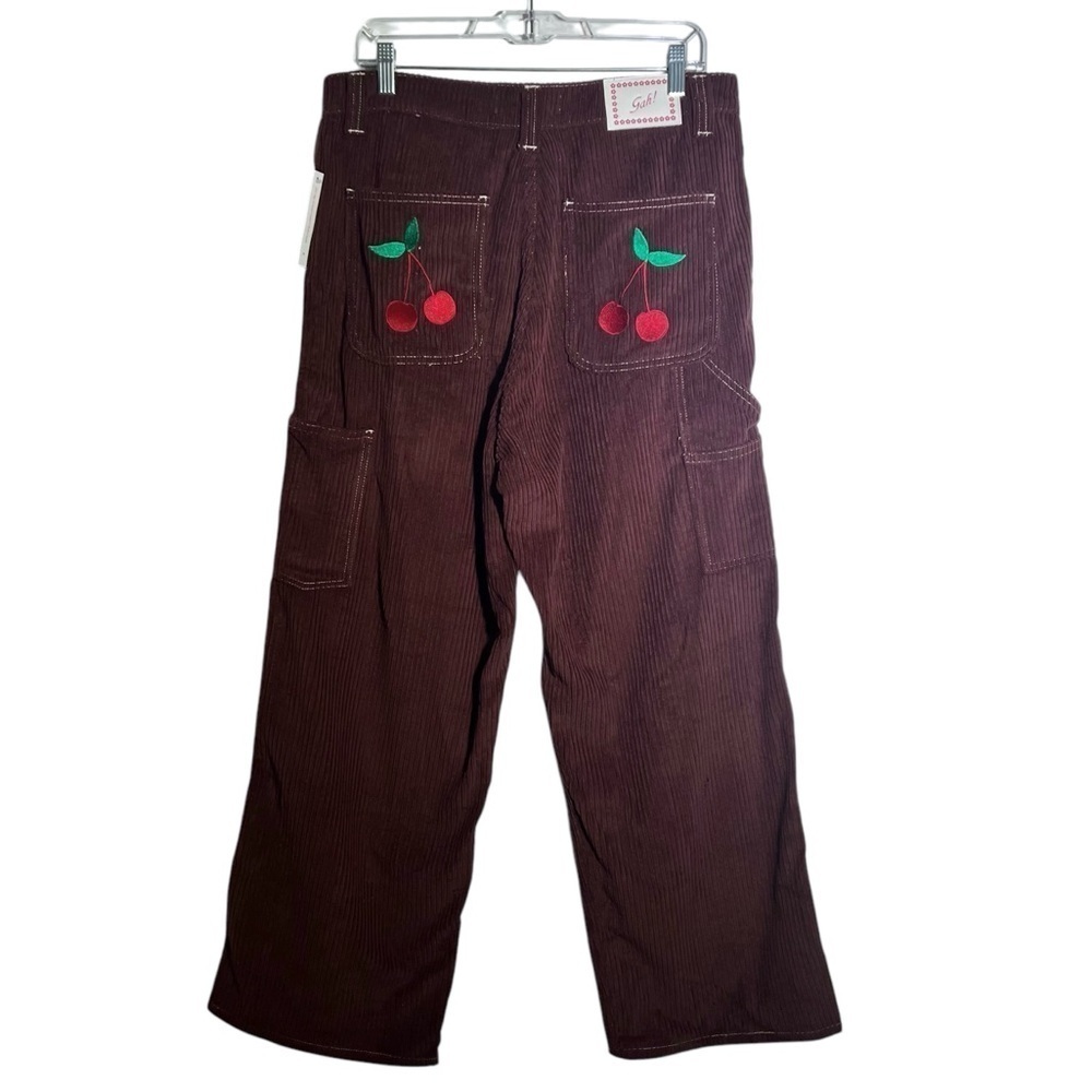Lisa Says Gah Brown Corduroy Dylan Cherry Pants NWT Size 14